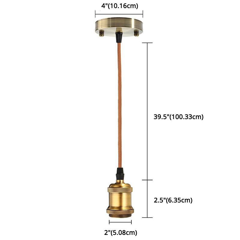 Lámpara colgante de dormitorio de bulbo desnudo de Luz colgante de cobre con alambre colgante de tejido de 39 "