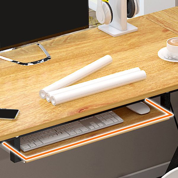 Metal and Wooden Computer Desk Modern L-Shape Keyboard Tray Office Desk for Office