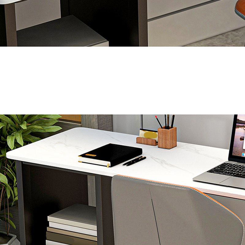 Contemporary Steel Base Computer Desk 29.5 Inch High Home Writing Desk