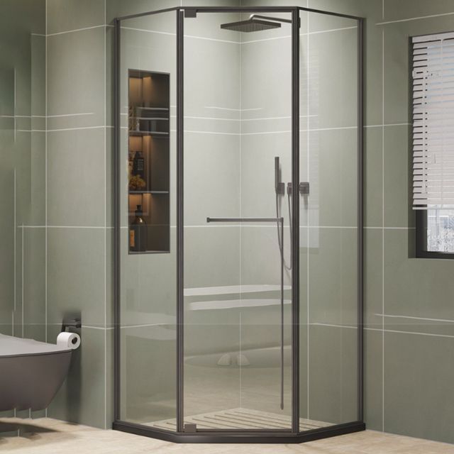Pivot Diamond-shaped Shower Room Frame Tempered Swing Shower Door