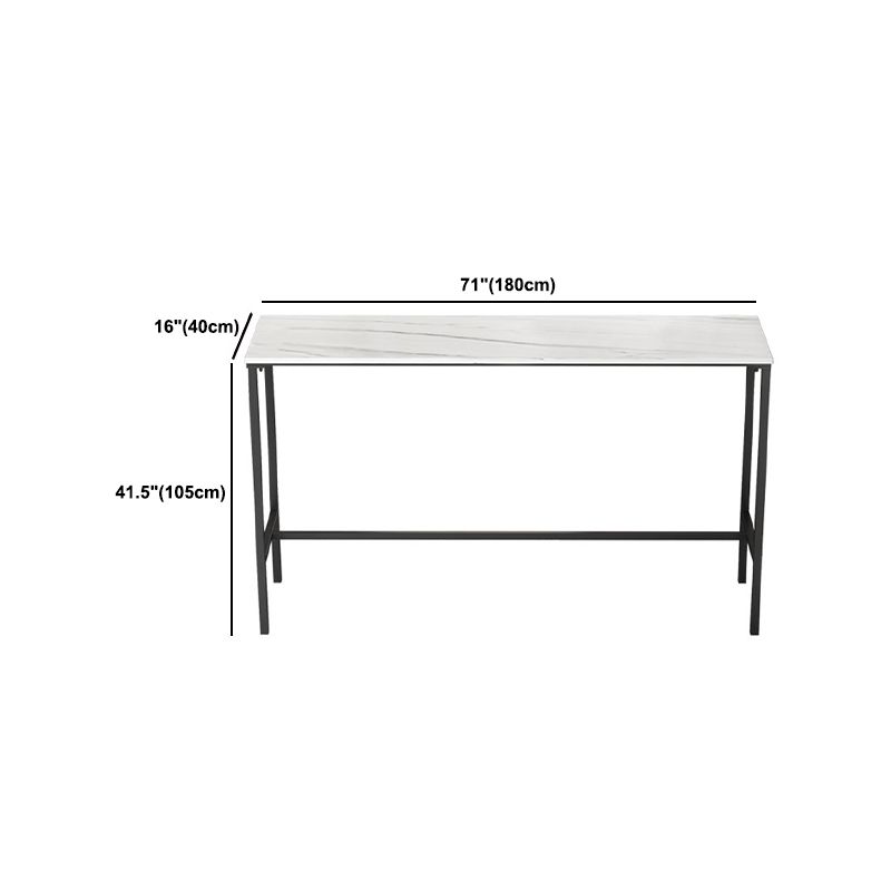 Modern Stone Bistro Accent Dining Table Trestle Footrest Indoor Patio Bar Table