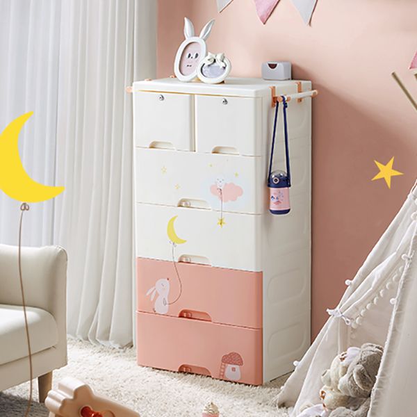 Matte Vertical Chest of Drawers Modern Plastic Kids Dresser Set