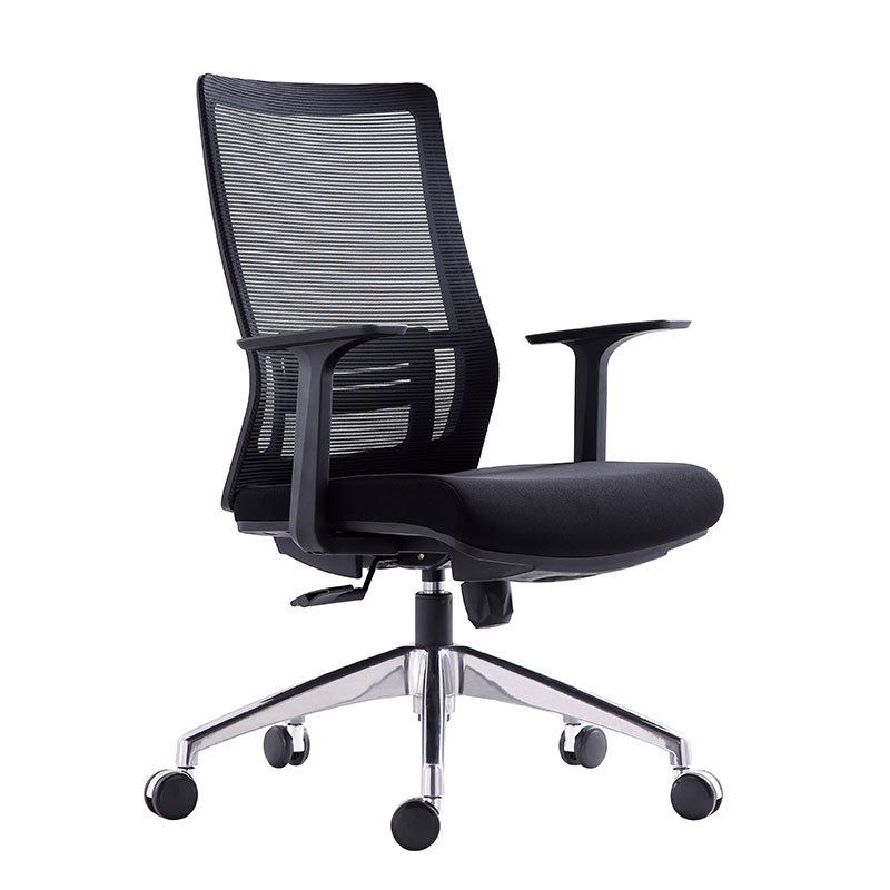 Black Mesh Office Chair Rotatable Fixed Armrest Desk Chair with Wheels