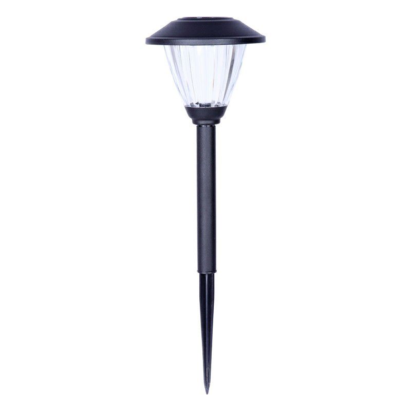 Conical LED Solar Path Light Simple Style Clear Ribbed Glass Garden Stake Lighting