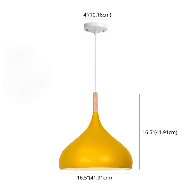 1 Light Teardrop Hanging Ceiling Light Nordic Aluminum Hanging Light for Restaurant