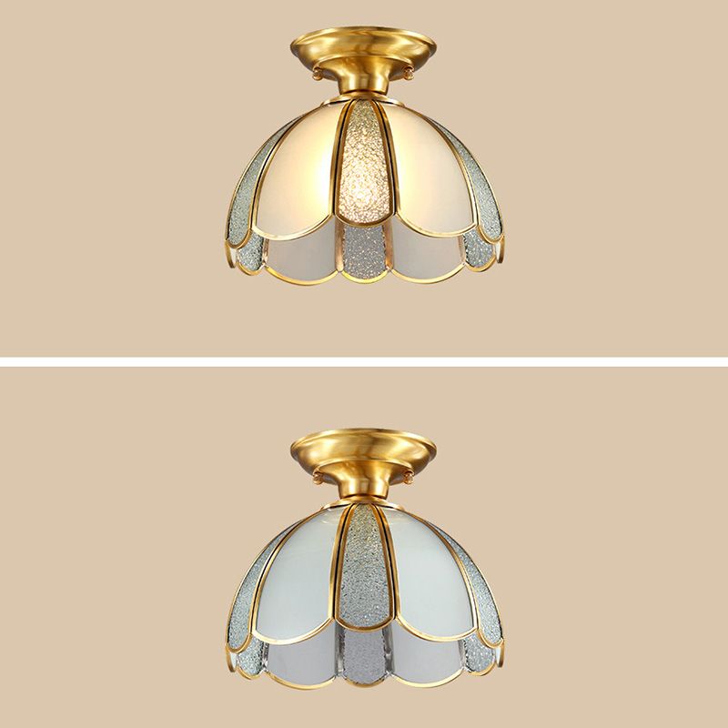 Bowl Ceiling Mounted Fixture Simplistic Gold Glass Close to Ceiling Lighting Fixture