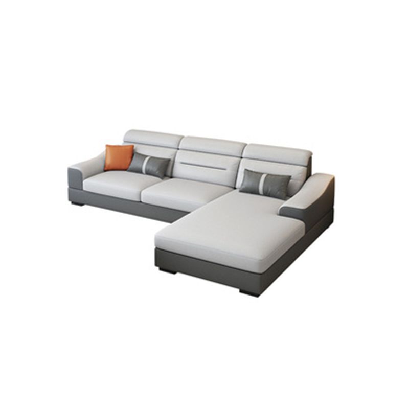 Contemporary Faux Feather Sofa & Chaise with Pillows for Living Room