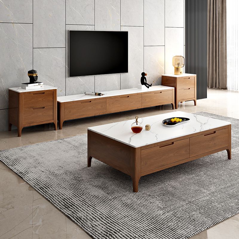 Scandinavian TV Media Console Stone TV Stand for Living Room