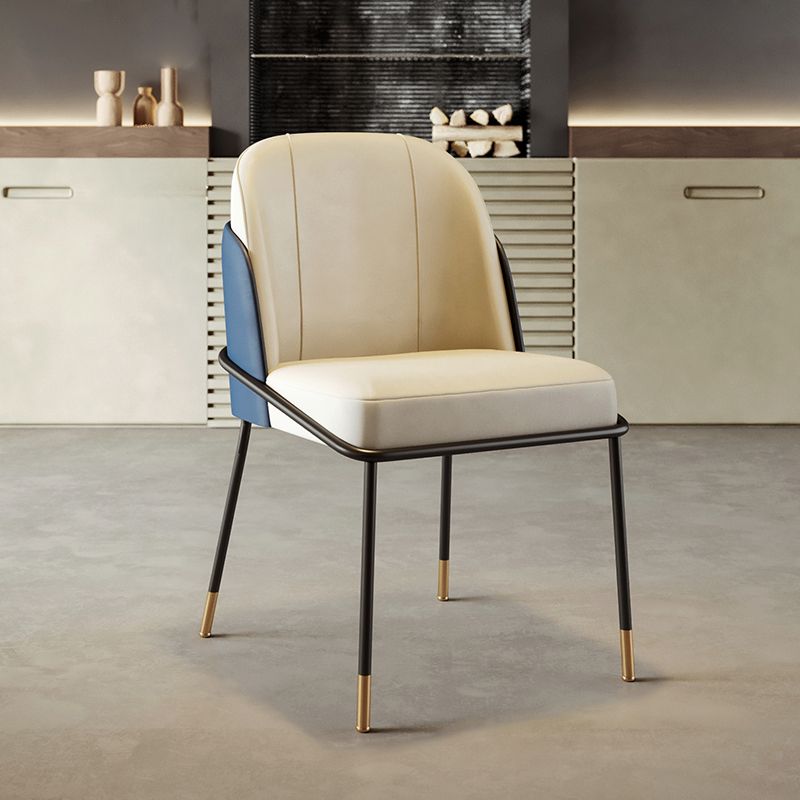 Scandinavian Upholstered Armless Dining Chairs Solid Back Chairs for Home Use