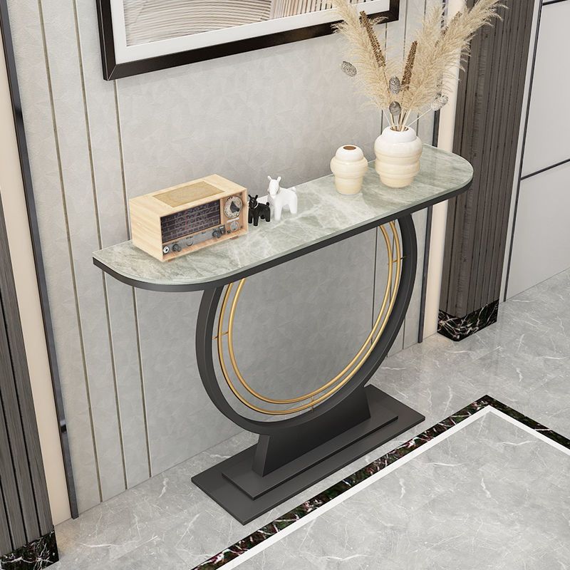 Glam Hall Scratch Resistant Stain Resistant Half Moon Slate Console