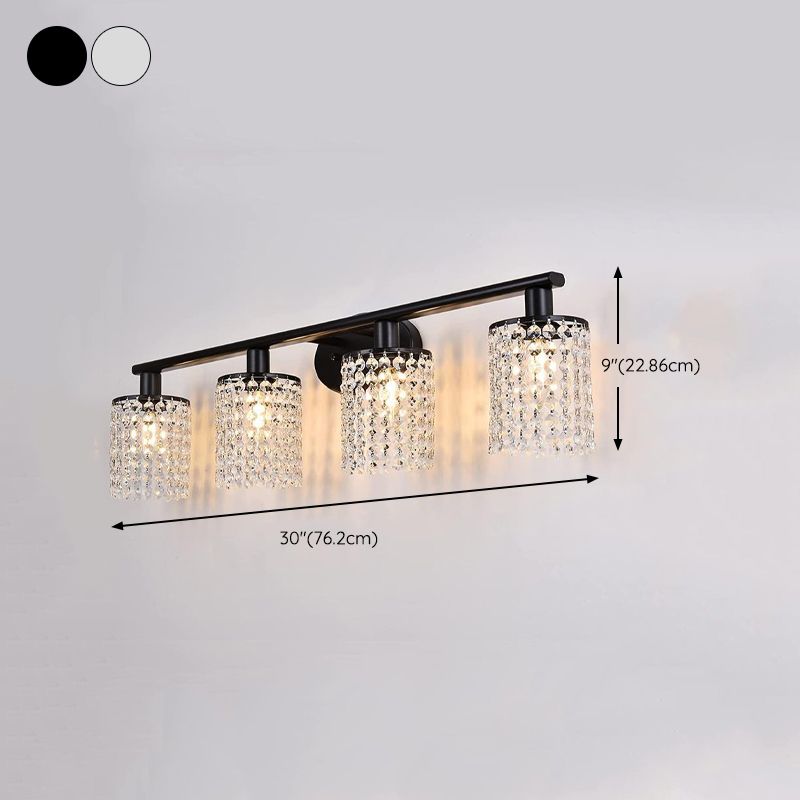 Clear Crystal Tassel Bath Vanity Light 2 / 3 / 4 - Light Metal Bathroom Vanity Lighting