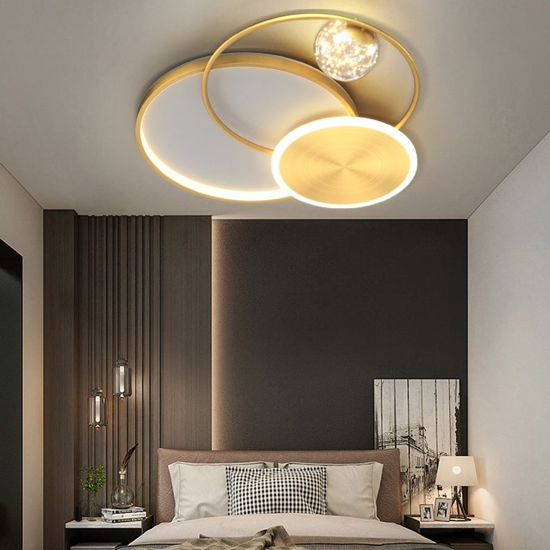 Gold 3-Light Ceiling Light Acrylic Circular Flush Mount for Bedroom