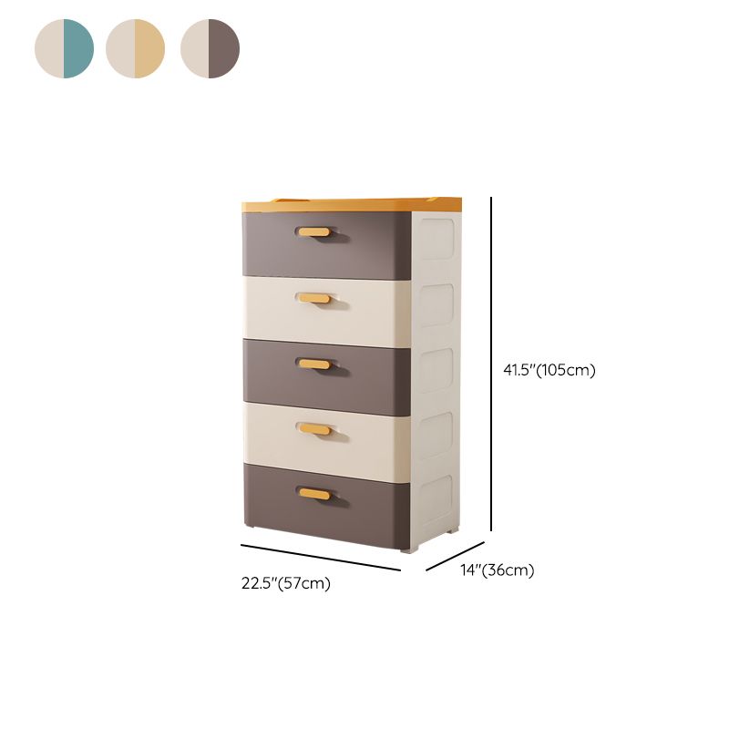 Contemporary Kids Nightstand Plastic Nursery Dresser with Drawers