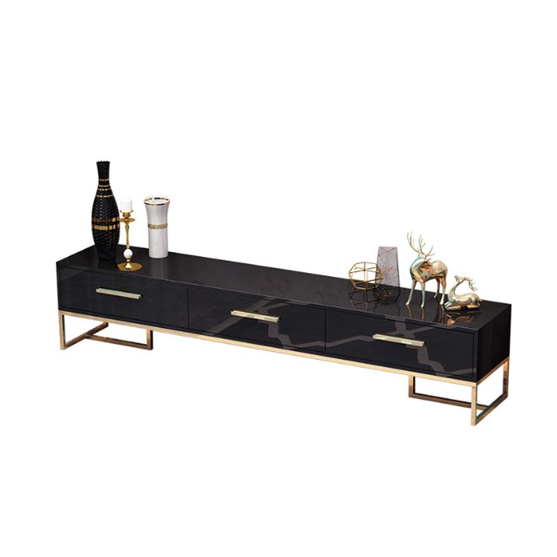 Glam TV Media Stand Glass Enclosed Storage TV Stand Console with Drawers