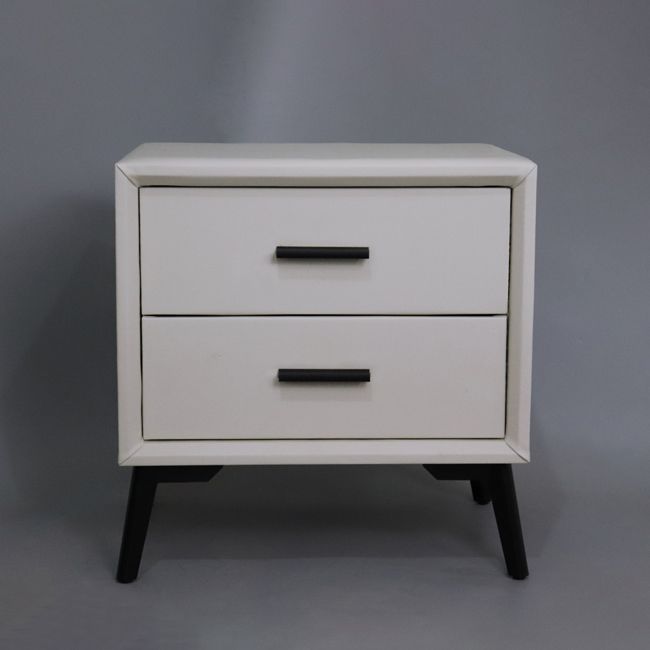 Solid Wood Frame Bedside Table 20" H 2-Drawer Nightstand with 4 Legs