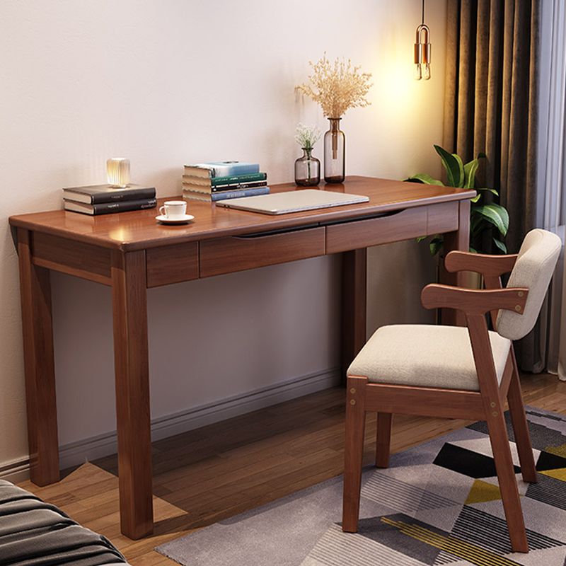 Modern Parsons Base Bedroom Office Desk Solid Wood Writing Desk with Drawers