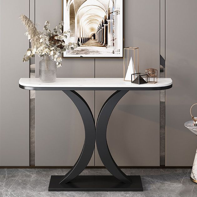 Marble Modern Console Table 31.5-inch Tall Accent Table with Shelf