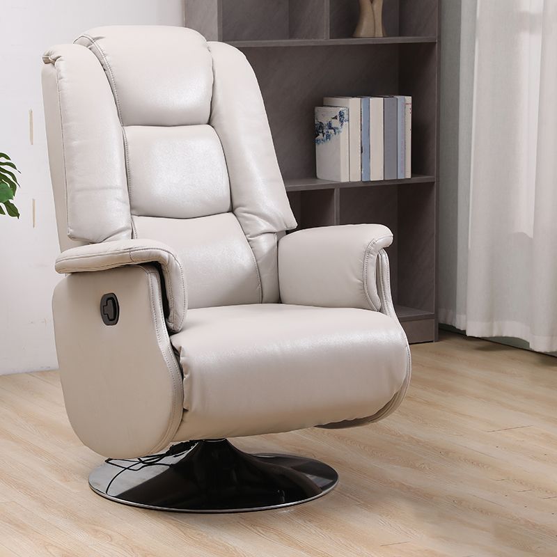 Swivel Manual Standard Recliner Solid Color Faux Leather Recliner Chair