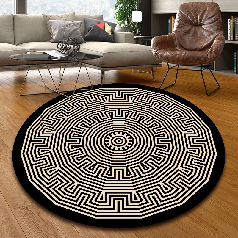 Unique Multicolored Mandala Rug Synthetics Moroccan Rug Stain Resistant Non-Slip Backing Machine Washable Rug for Front Door