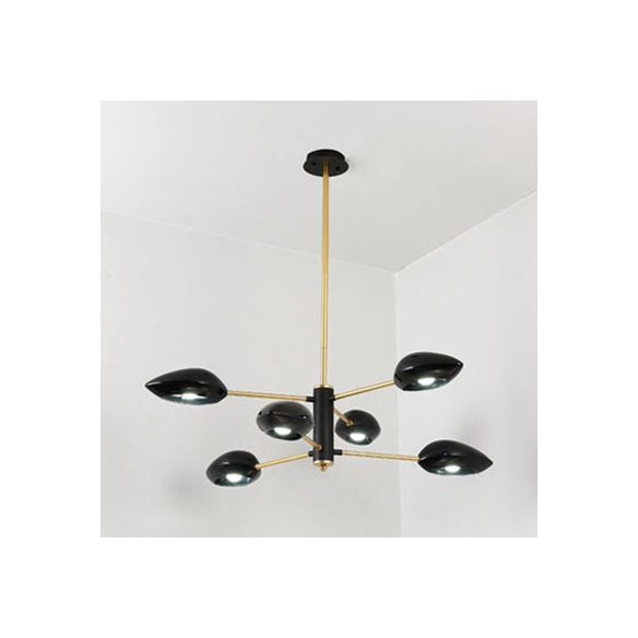 Ellipse Dining Room Hanging Light Contemporary Metal 5/6/8 Lights Black/White Chandelier Light Fixture