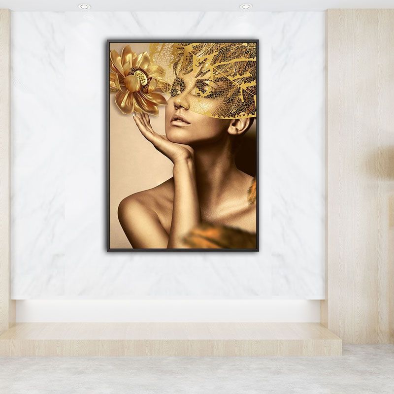 Stylish Modern Lady Wall Decor for Girls Bedroom Figure Print Canvas Art in Soft Color