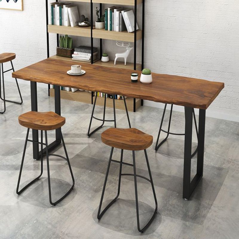 Restaurant Rectangle Wood Top Counter Table Industrial Style Bar Table