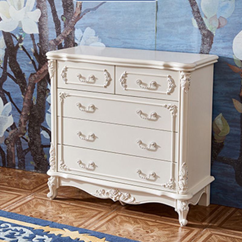 Classic Glam Wood Dresser White Storage Chest with Drawer for Bedroom