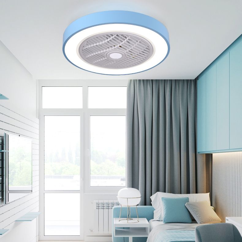 Moderno minimalista a led macaron ventola leggera luce circolare a soffitto circolare con ombra acrilica