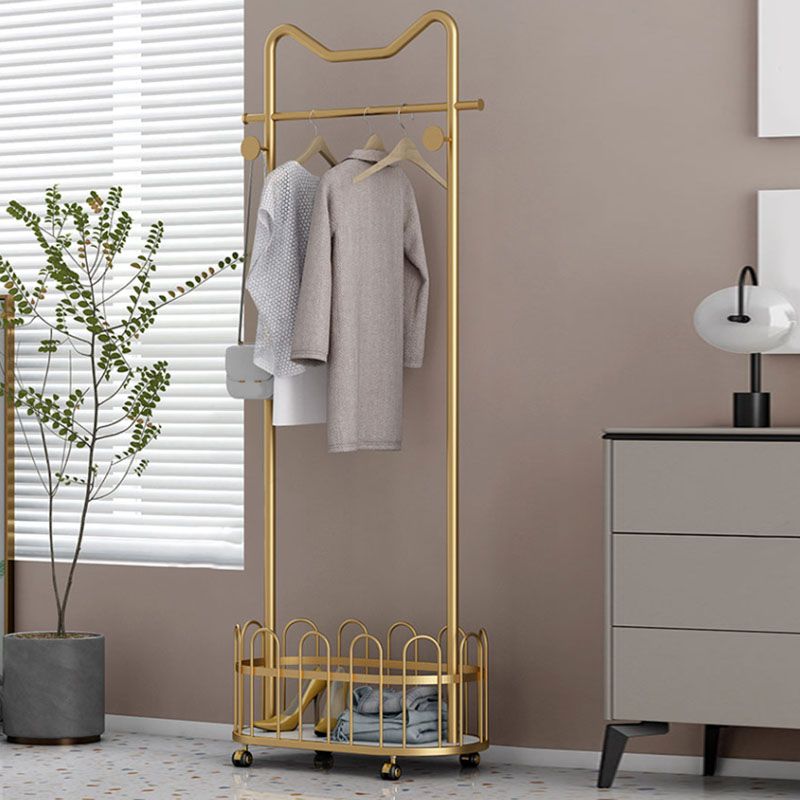 Gorgeous Metal Coat Rack Designer Storage Basket Coat Rack with Castors