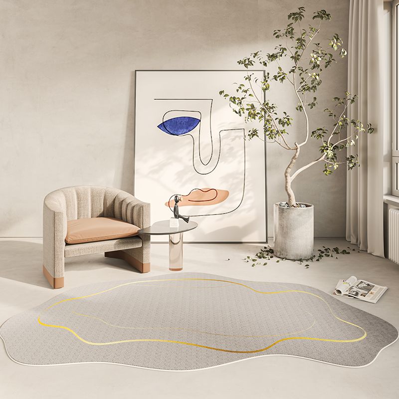 Beige Casual Area Rug Blended Line Tapijt Wasbaar binnen Tapijt voor woonkamer