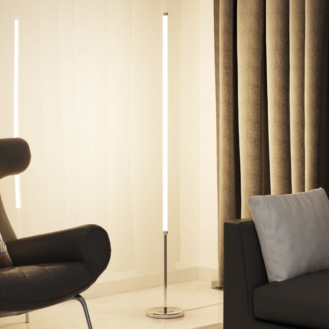 Acrylic Tubular Standing Floor Light Minimalism Chrome Finish LED Floor Lamp for Living Room