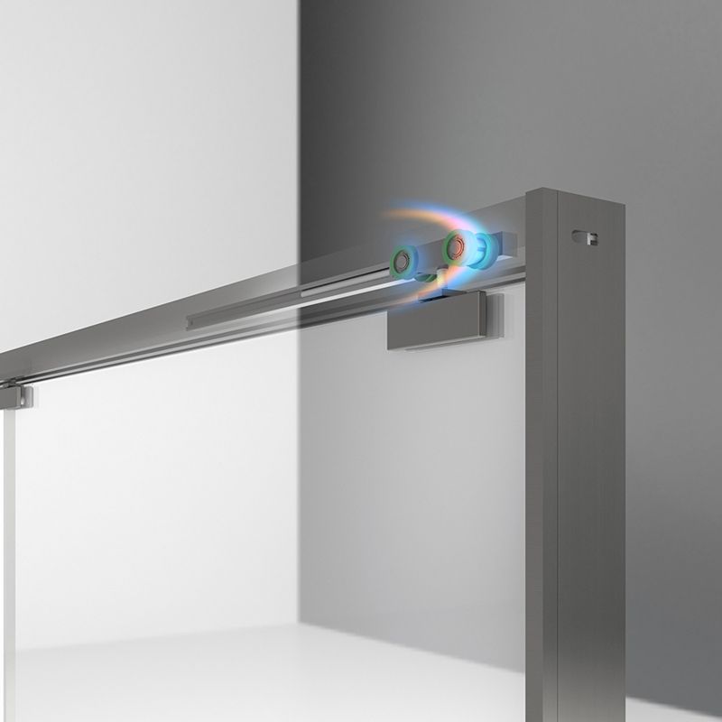 Gray Semi Frameless Narrow Bezel Single Sliding Glass Shower Door