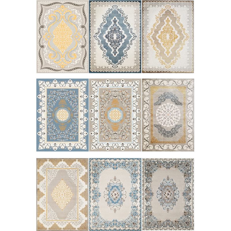 Vintage Living Room Rug Multi-Color Polypropylene Area Carpet Pet Friendly Machine Washable Rug