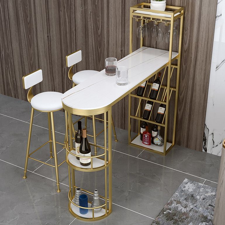 Contemporary Bar Wine Table Indoor Stone Counter Height Table with Storage