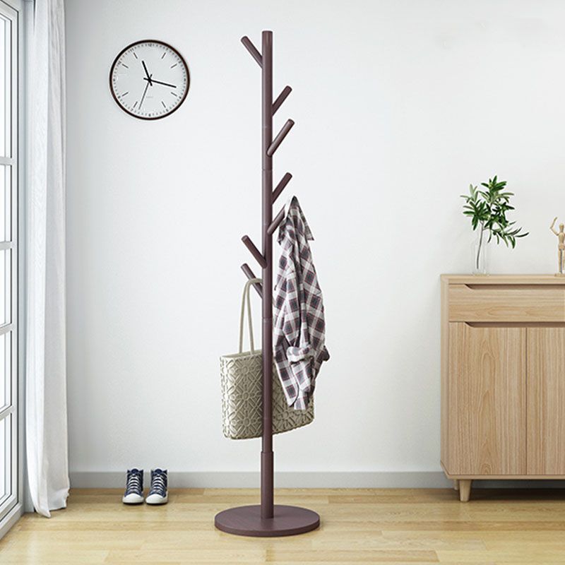 Modern Wood Coat Hanger Free Standing with Hooks Entry Hall Tree