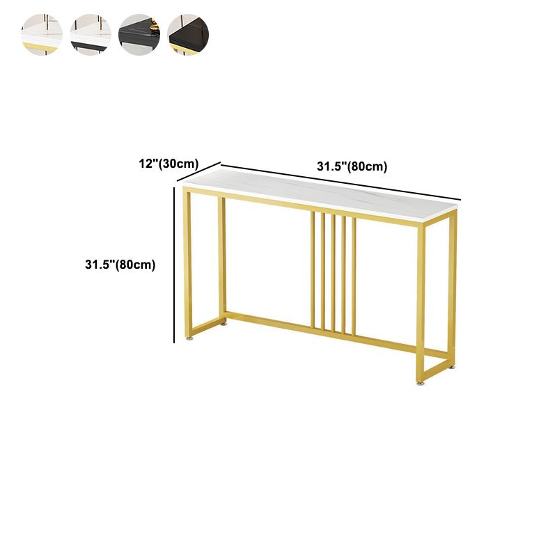 Rectangle Stone Top Console Table with Steel Trestle Base Accent Table