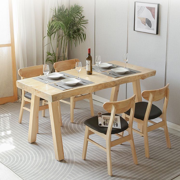 Modern 1/2/5 Pieces Rectangle Dining Set Solid Wood Dining Table with Chairs