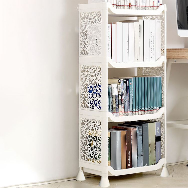 Plastic Bookcase Contemporary Style Open Back Bookshelf for Office Home Study Room