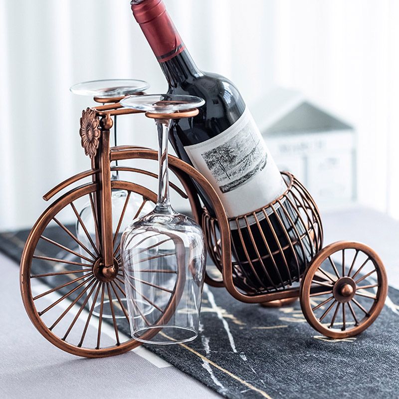 Glam Tabletop Wine Rack Metal Wine Bottle & Glass Rack for Living Room