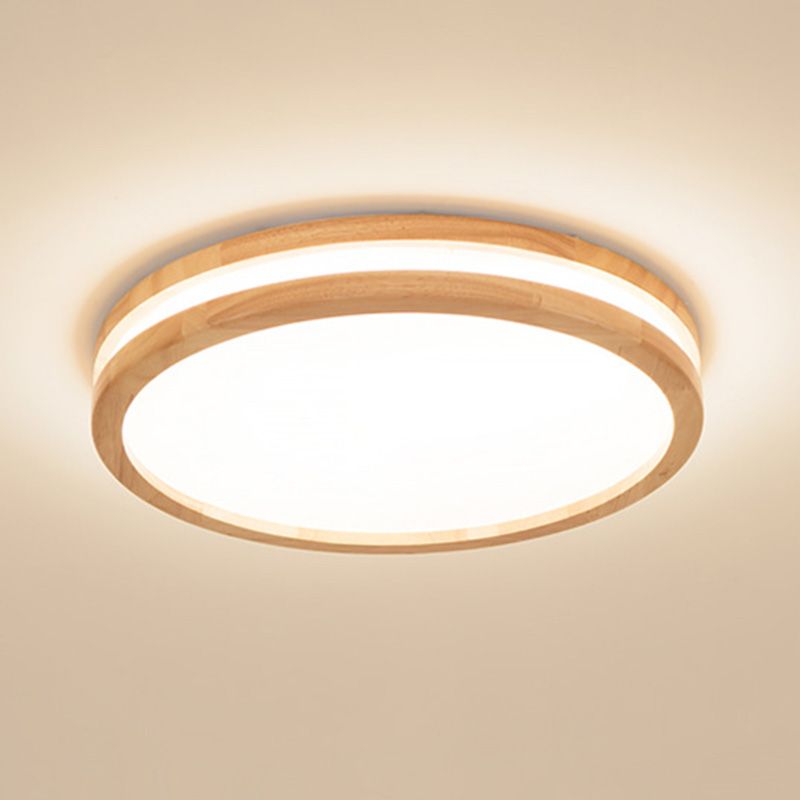 Solid Wood Flushmount Ceiling Light Modern Lamp for Office Living Room