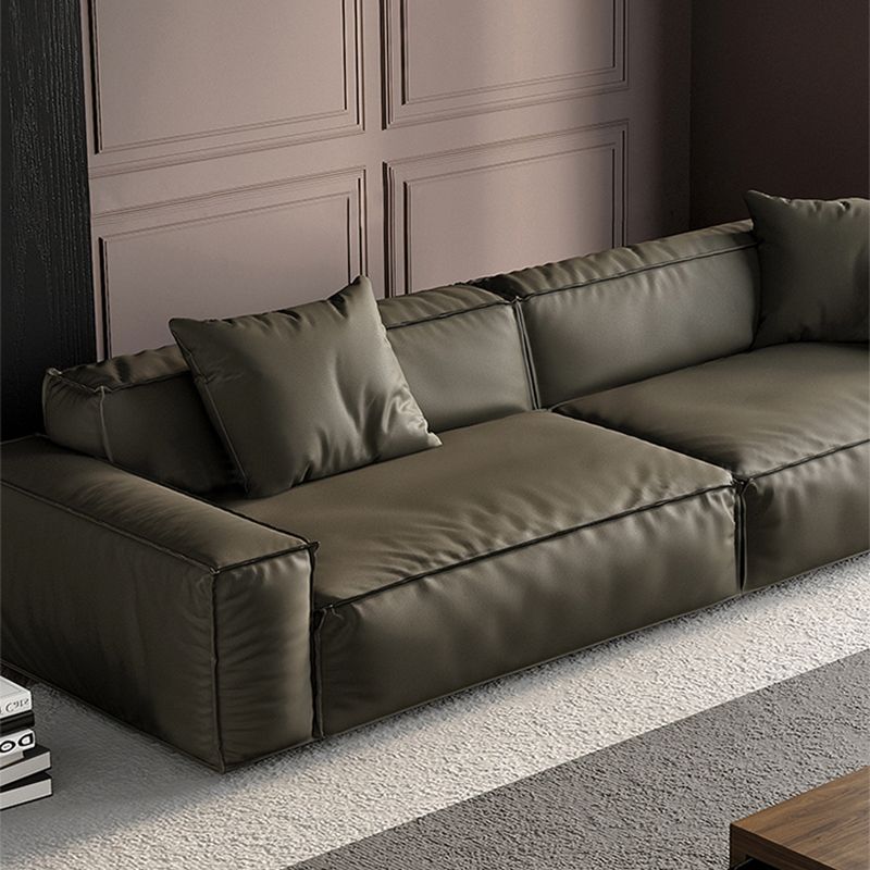 27" High Contemporary Square Arm Standard Sofa for Living Room, Forest Green