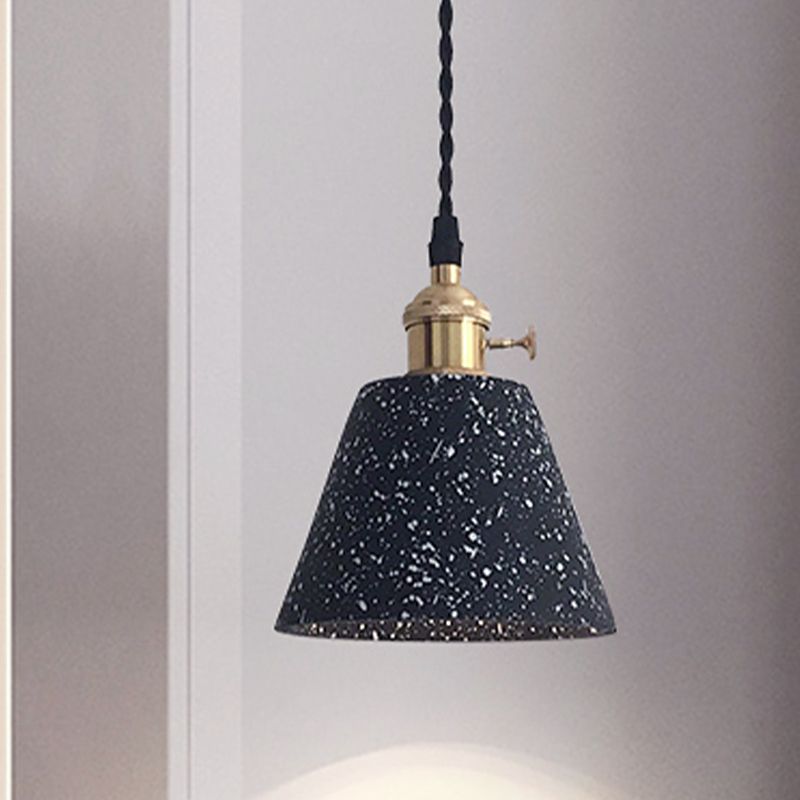 Black Tapered Ceiling Suspension Lamp Industrial Cement 1-Head Living Room Pendant Light Fixture