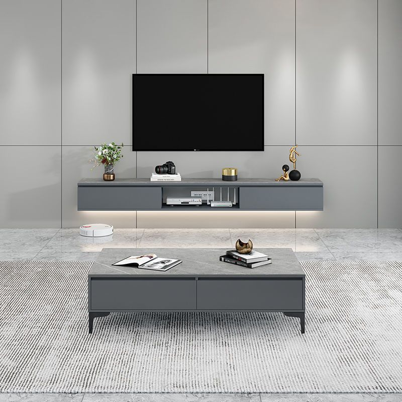 Contemporary Style TV Stand Wall-mounted Enclosed Storage TV Console