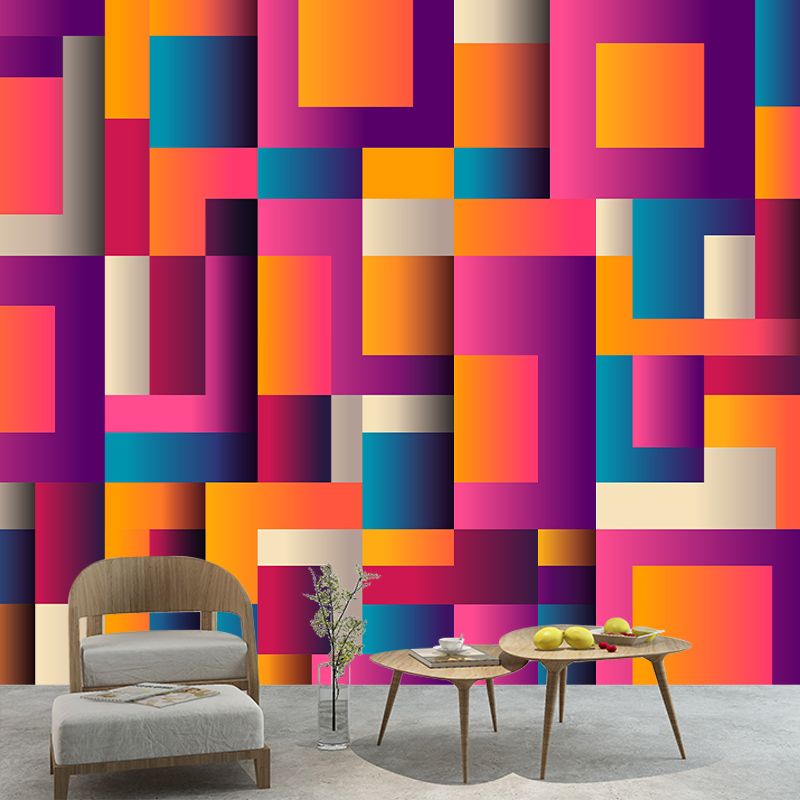 Illustration Mural Stain Resistant Geometric Contemporary Bedroom Colorful Wallpaper