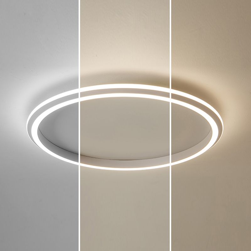 Modern LED Metal Flush Mount Circle Shape Ceiling Lamp with Silicone Shade for Living Room