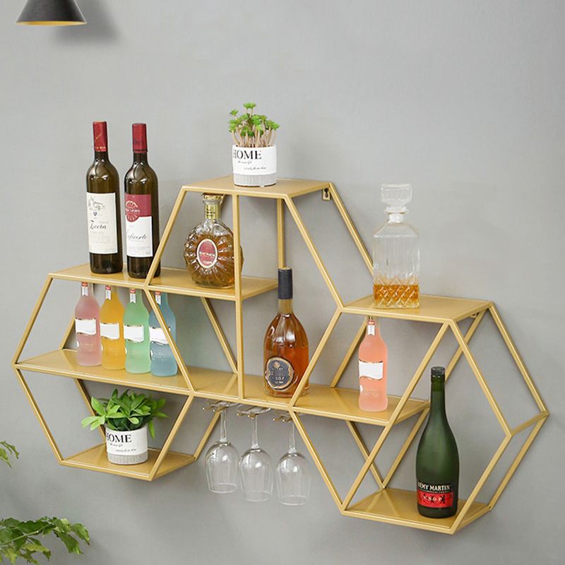 Contemporary Wall Mounted Wine Rack Iron Wine Shelf for Kitchen