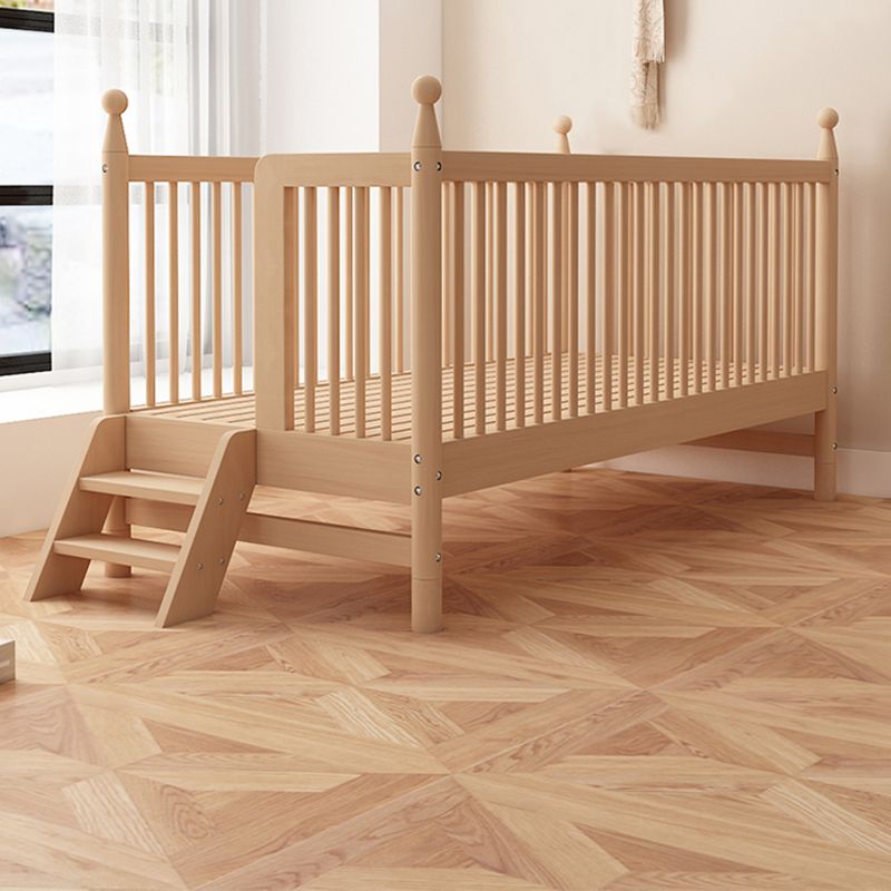 Solid Wood Kids Bed Natural Toddler Bed with Detachable Guardrails