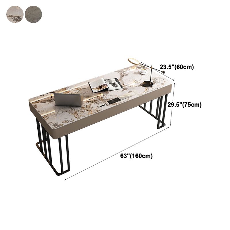 Modern Style 2-drawer Office Desk Sintered Stone Desk with Cable Management