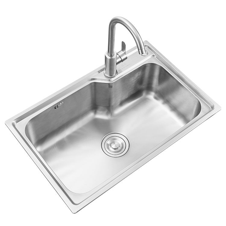 Contemporary Style Kitchen Sink Noise-cancelling Design Drop-In Kitchen Sink