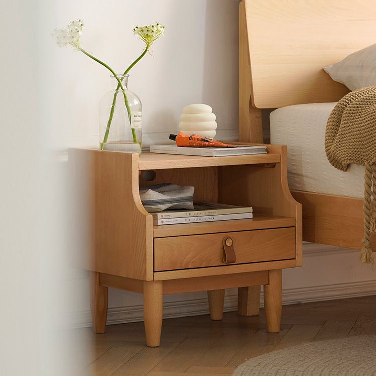 Solid Wood Bed Nightstand Classic Modern Bedside Cabinet for Bedroom